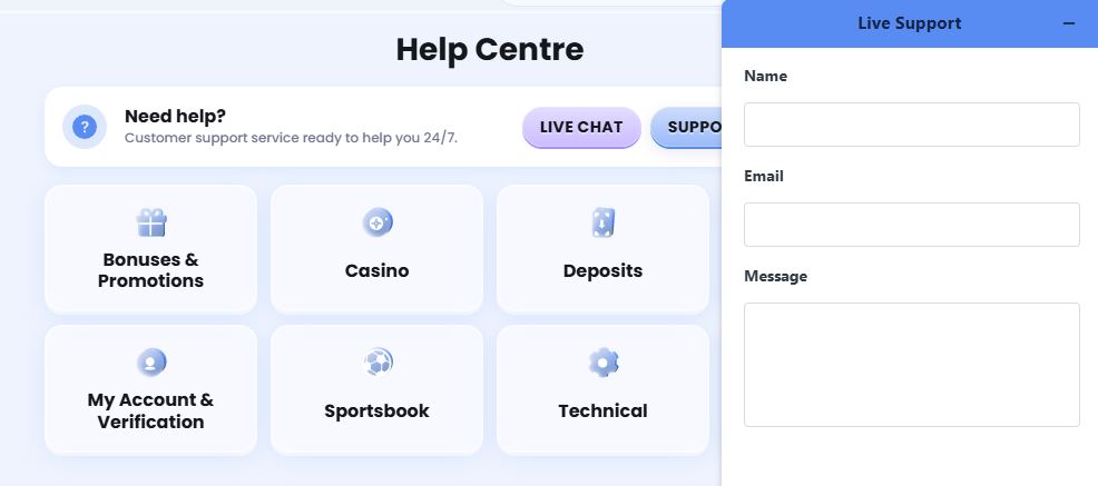 Get instant help via live support chat any time of the day
